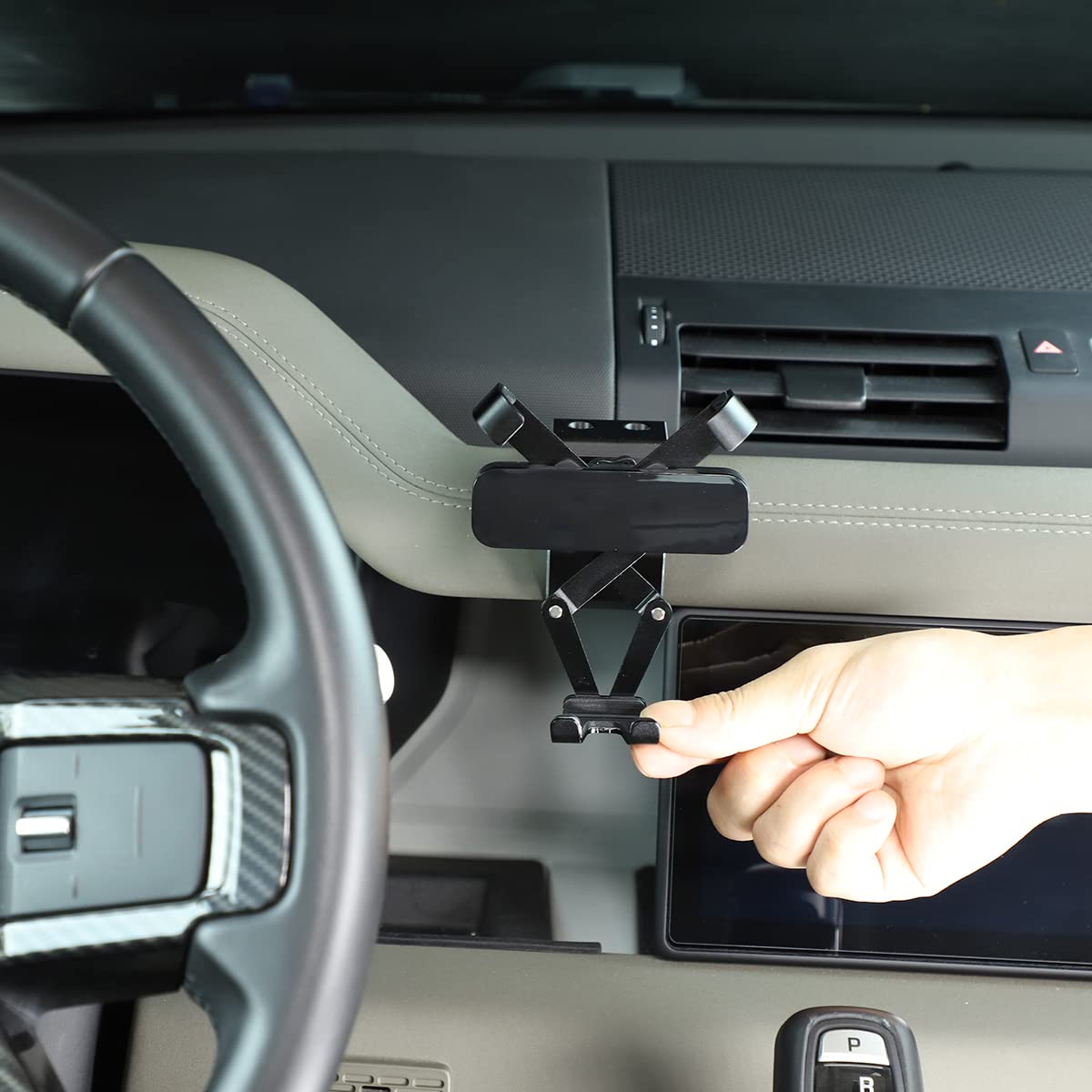 Soporte de teléfono móvil para coche compatible con Land Rover Defender 2020-2023 | Soporte Gopro de aluminio de alta calidad (tipo G, una pieza) - Fijación universal para smartphone y cámara de