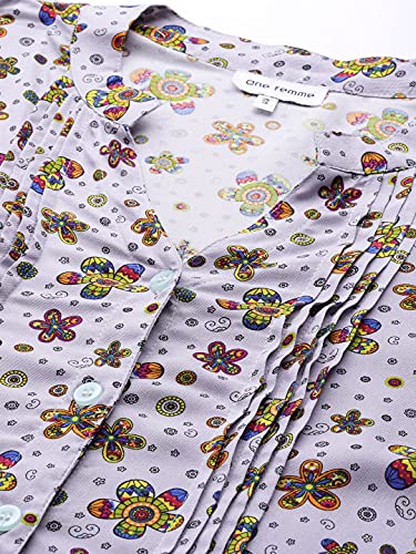Image of One femme Women's Pleated Printed Tunic Shirt