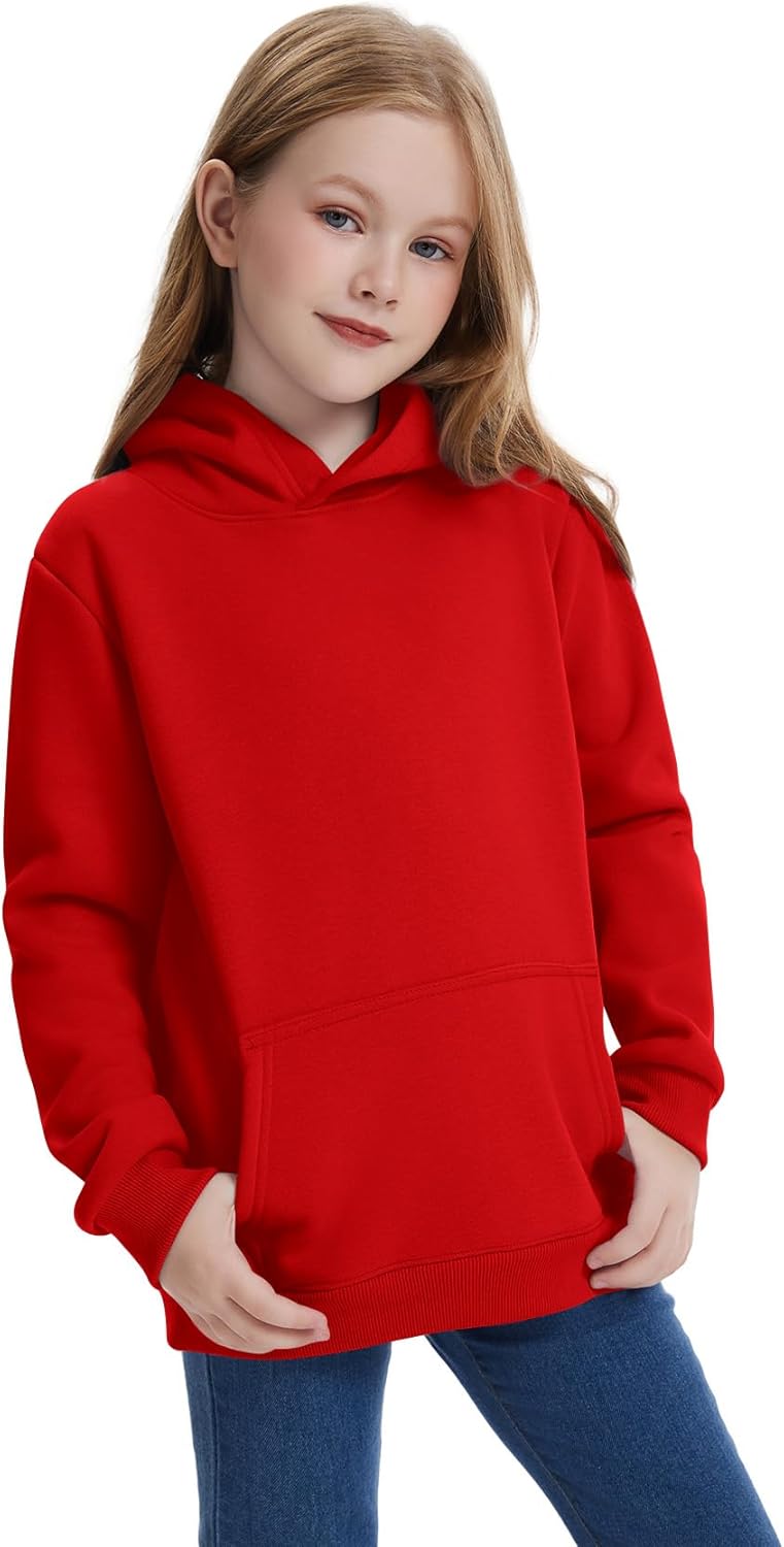 Rousytn Girls Hoodies Fleece Lined Pullover Hooded Sweatshirts Kids Warm Casual Outfits Fall Winter Clothes