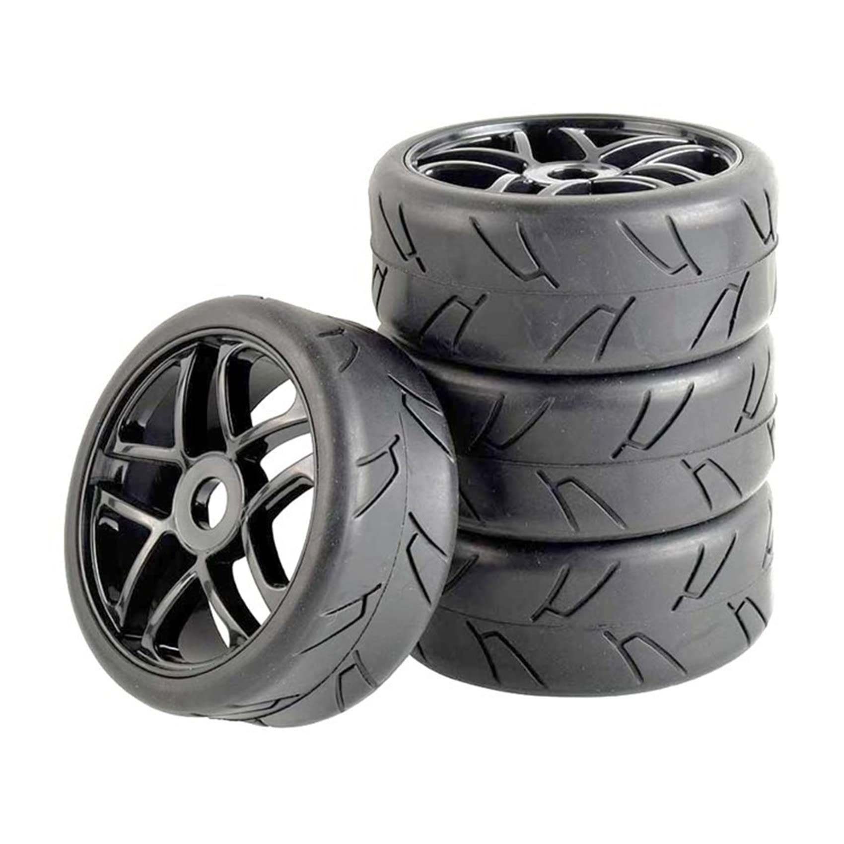 Dasing 4Pc 1/8 Tires with Wheels 17mm Hex Drive Hub for RC Off Road Car Tires Accessories Black