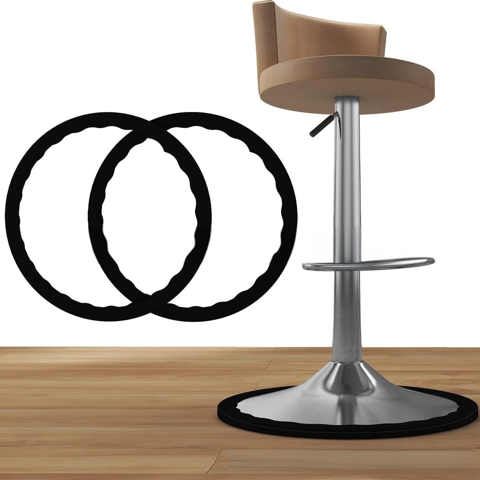 IUSOT 2pcs Bar Stool Leg Protectors Ring for 14.5" to 16.5" Round Base, Anti-Slip Bar Stool Silicone Cover