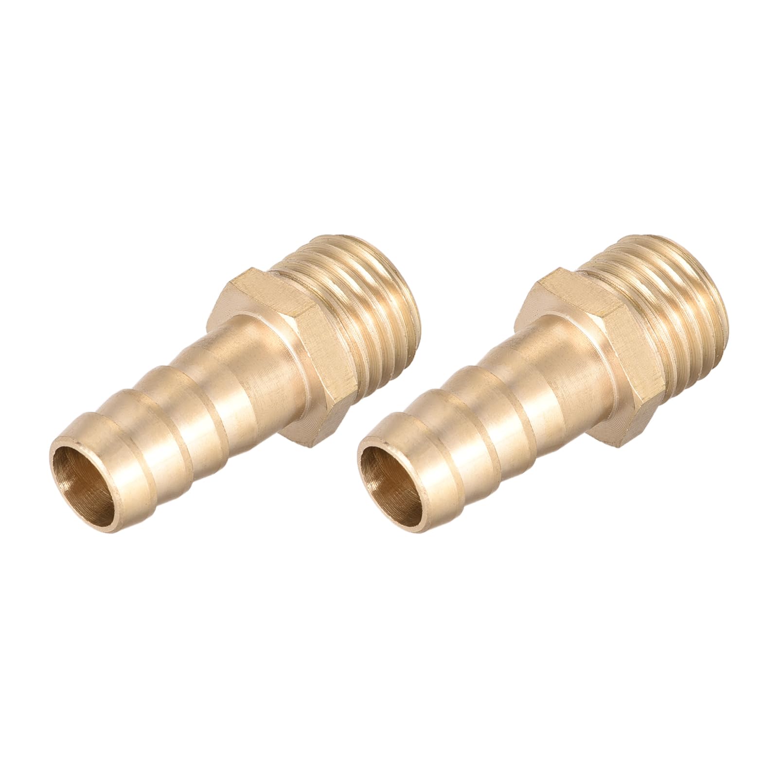 METALLIXITY Brass Hose Barb Fitting (M14-1.5 Male x 10mm Barbed) 2pcs, Hose Pipe Connector - for Fuel Air Water Oil Gas