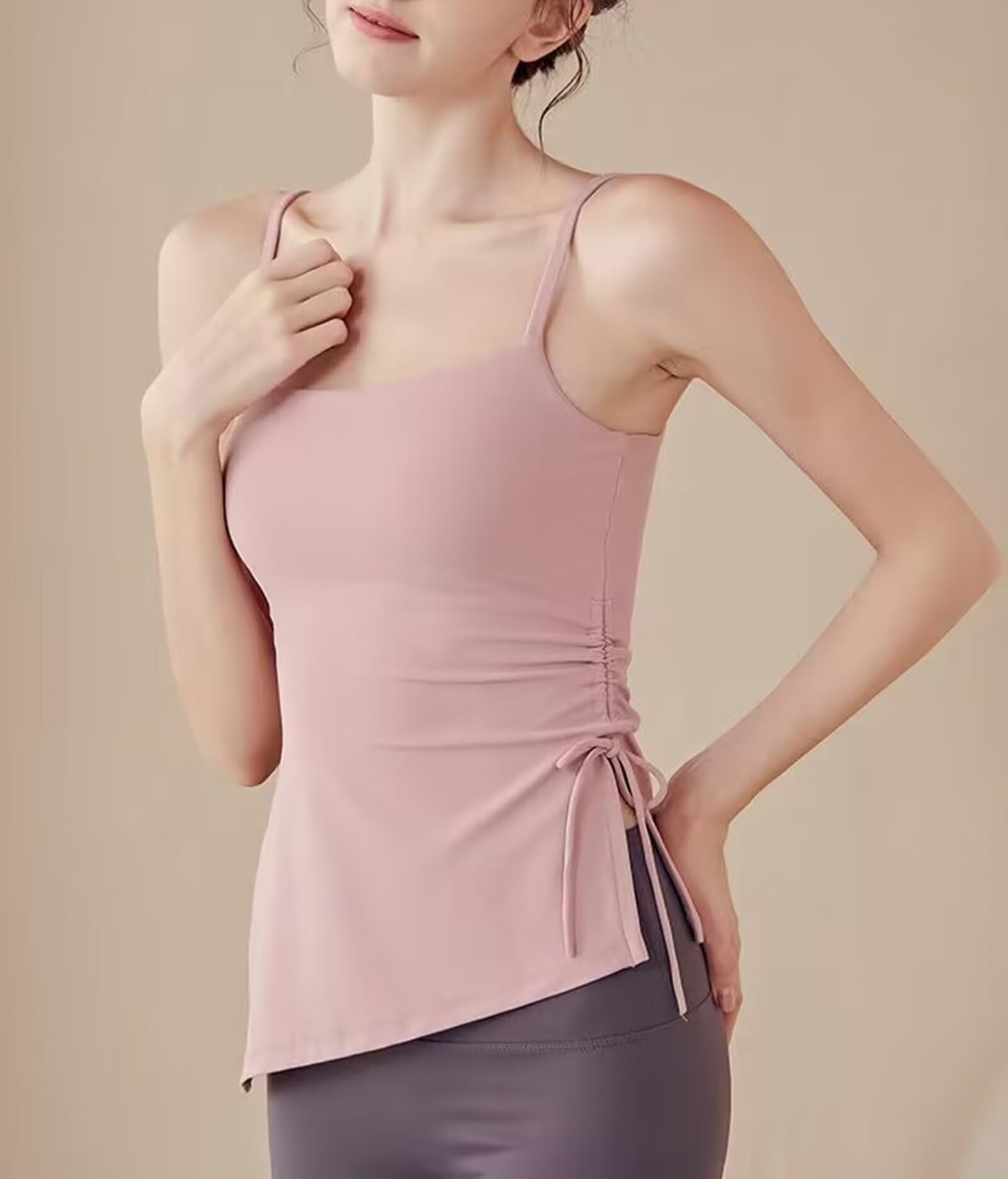 HNVAVQ Canotta Sportiva da Donna Canotta da Yoga Senza Maniche,Reggiseno Incorporato