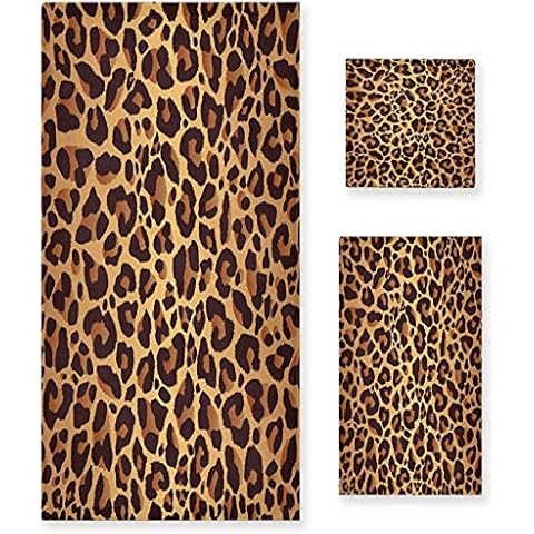 Mnsruu Leopard Print Vintage Bath Towels Set Cover