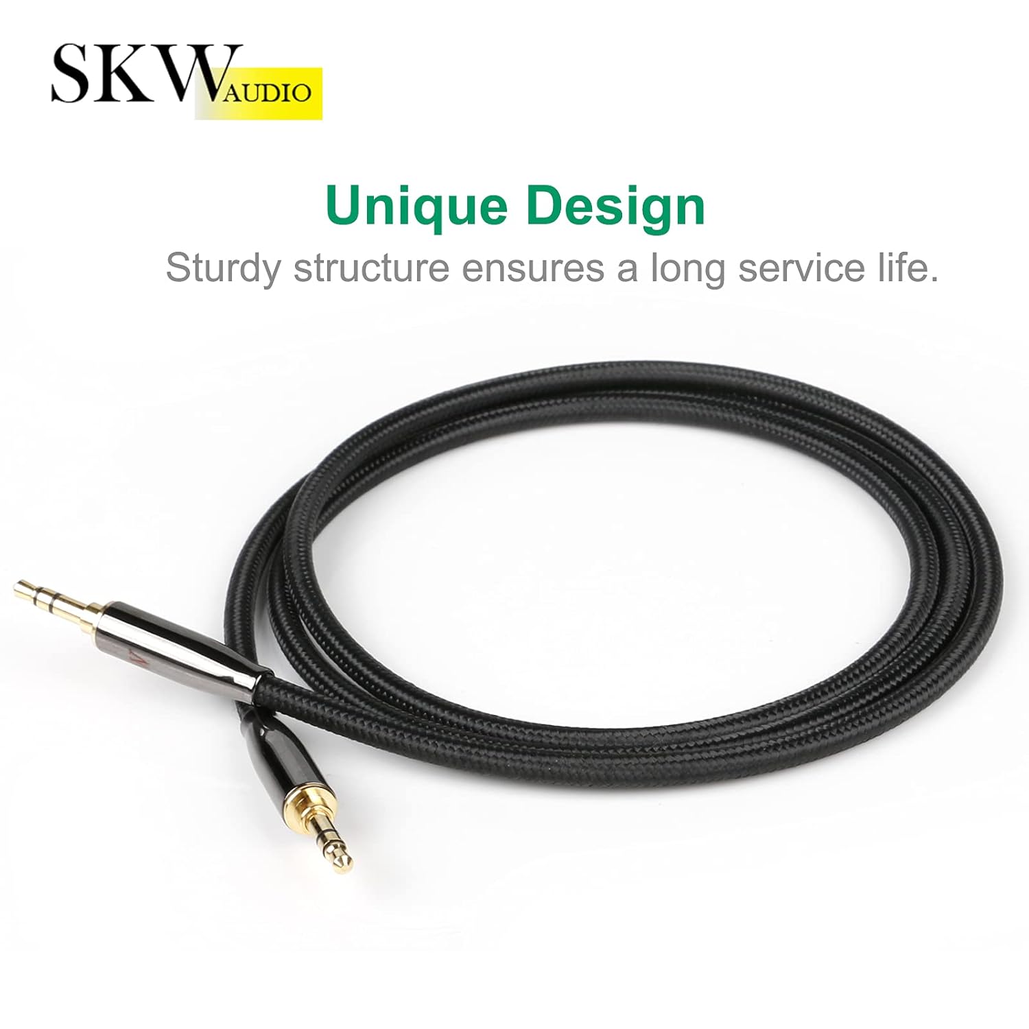 SKW Aux Cable for Car(Hi-Fi Sound),3.5 mm Stereo Audio Cable, 1/8″ Headphone Jack Cord for Home Stereo, iPhone, iPod, IPad, Echo Dot, Sony & More 16.4ft(5m)