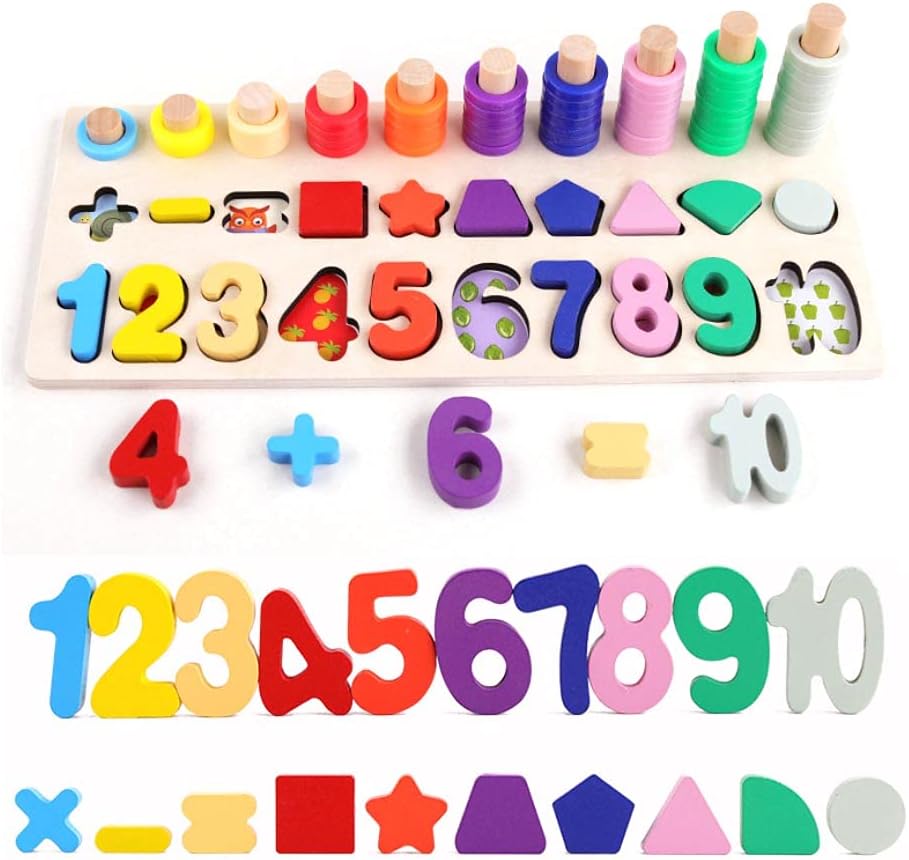Univocean 3 In 1 Math Counting Board For Kids-Educational Wood Toys Montessori Learning Game|Multicolor