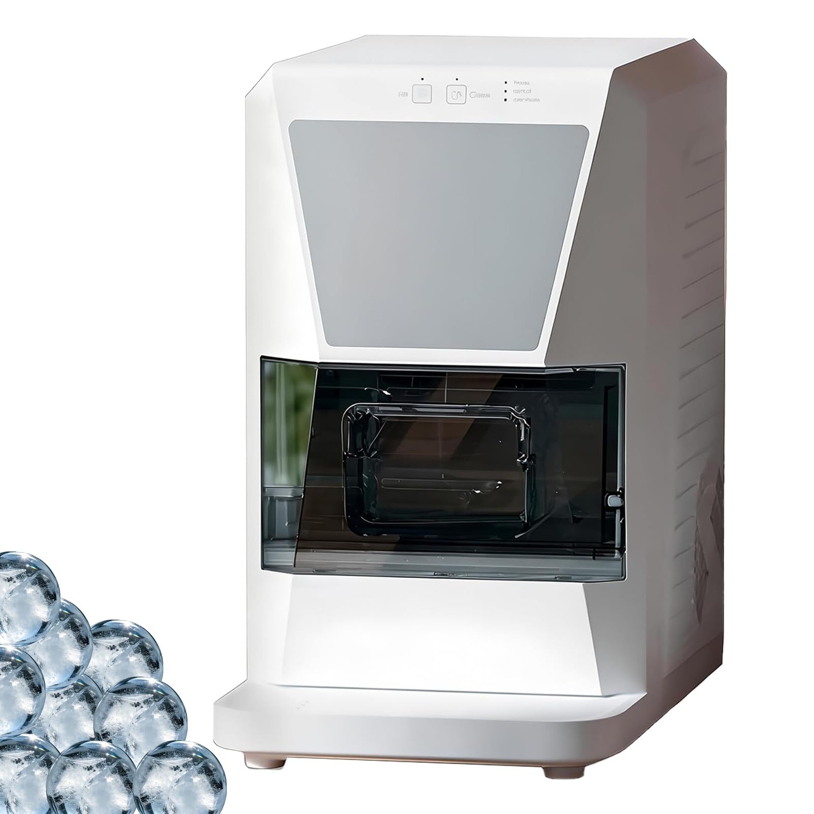 Generico Macchina per Il Ghiaccio da banco, per Sfere di Ghiaccio, 42 Pezzi/Giorno, autopulente, Serbatoio dell'Acqua da 1,2 Litri, per Uso Domestico o Bar (Bianca)