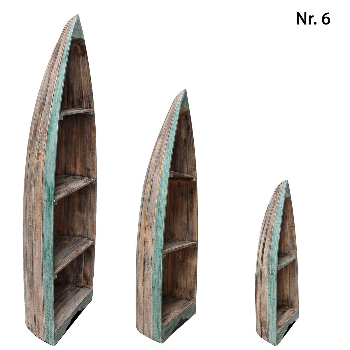 Boot Regal Holzregal Wandregal Standregal Aufbewahrung Konsole Bord 145 cm Albesia Holz Braun Grün Nr. 6