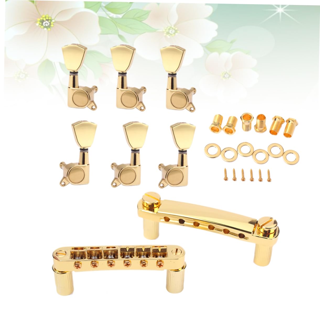 Goldene Gitarren Mechaniken 1g24, 3 Links 3 Rechts, Vintage | Metallausführung, Satz mit 6 Stimmwirbeln, Passend für E-gitarre und Ukulele