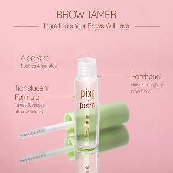 Pixi Beauty Brow Tamer Clear Eyebrow Gel, Long-Wearing Translucent Brow Setting Gel with Aloe Vera and Panthenol, Shapes Defines and Holds Brows, Non-Crunchy Flexible Hold, 4.5 ml / 0.15 fl oz