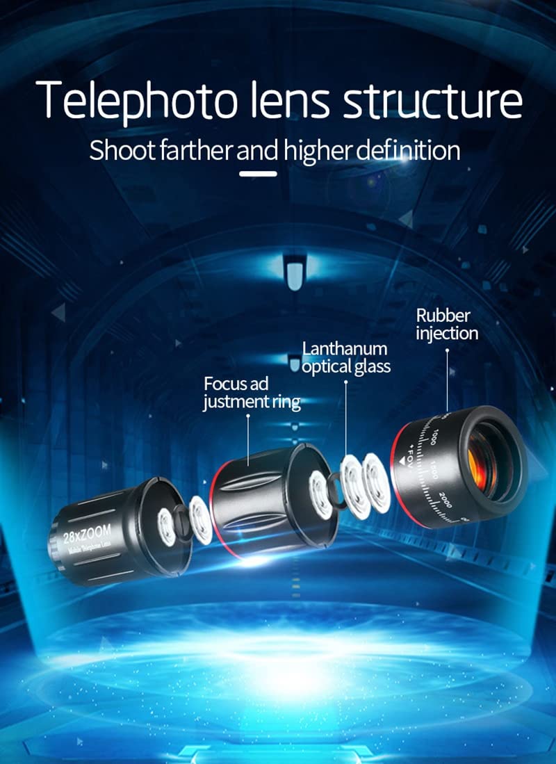 Multiuso 28X HD Mobile Phone Camera Lens Telescopio Zoom Obiettivo Macro per Smartphone Fish Eye Lente Para Celular Accessorio
