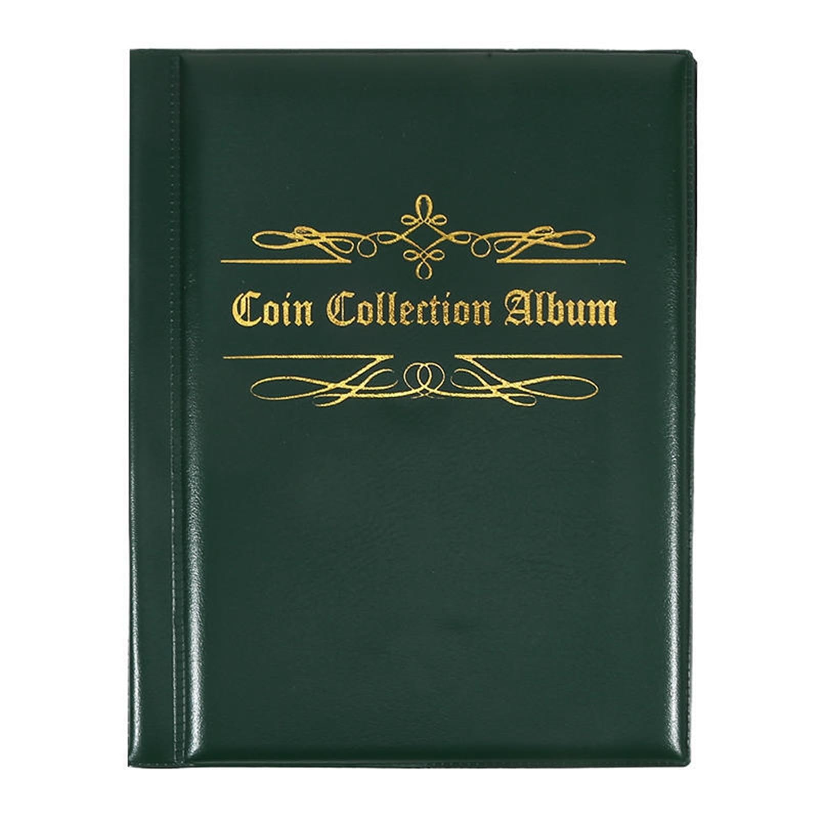 QuxetlRyz Coin Collection Album 480-Coin Collection Album Euro Coin Collecting Book Pennies Medallions Badges Dollar Organizer(Dark Green)