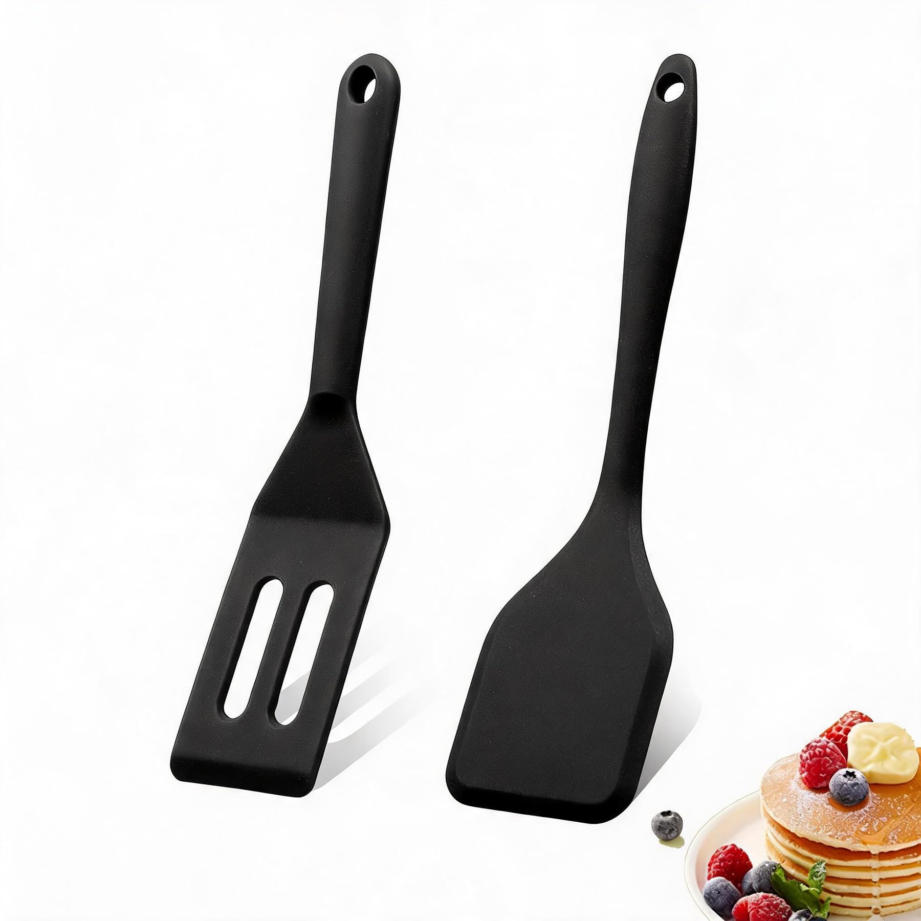 Photo 1 of ?2 Pack? Heat-Resistant Flexible Silicone Spatula for Baking, Cooking, Small Silicone Spatula Kitchen Utensils for Cookies & Brownies, Mini Rubber Spatulas for Nonstick Cookware (Black)