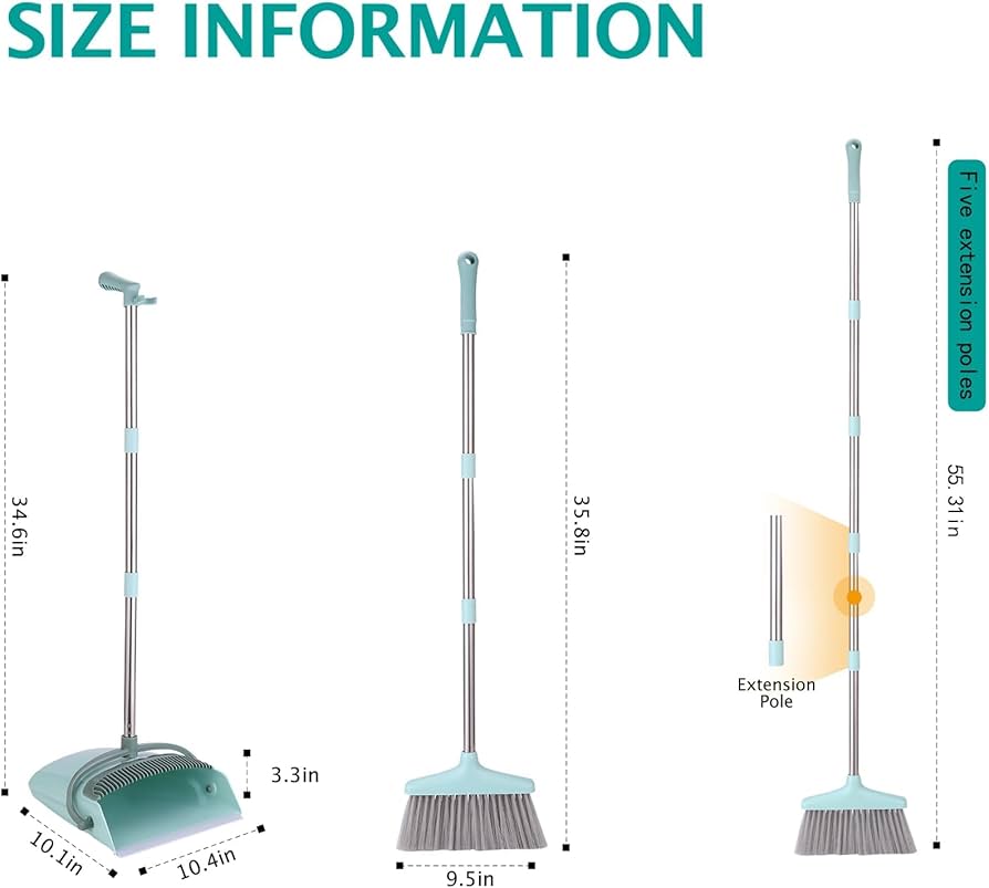 Amazon.com: XXXFLOWER Broom and Dustpan Set with Cleaning Teeth
