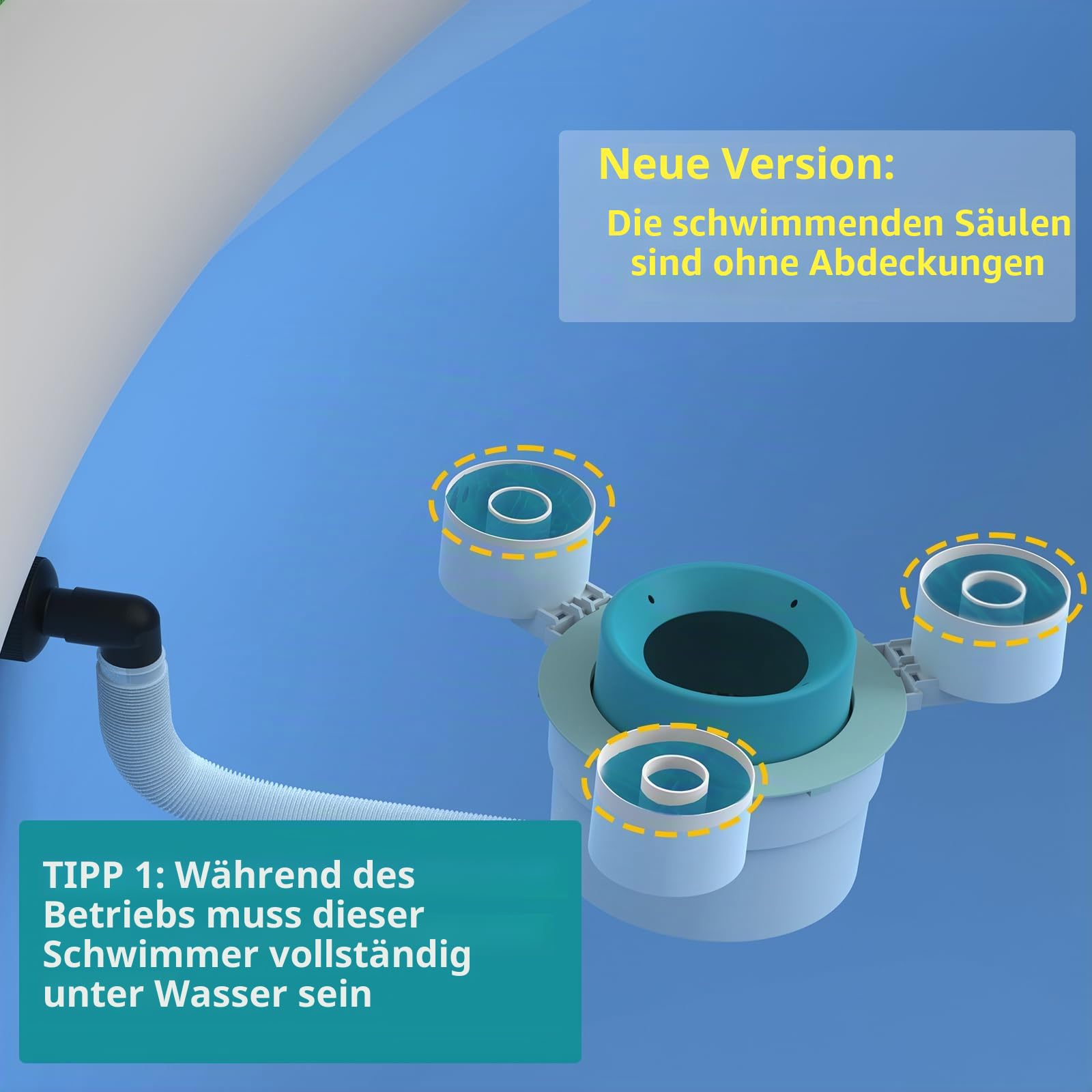 Above Ground Pool Skimmer,No Installation Required, no Adjustable Bracket Required,Comes with 10 Filter Socks, Tri-Float Spin Pool Skimmer,This is the Latest Upgrade.