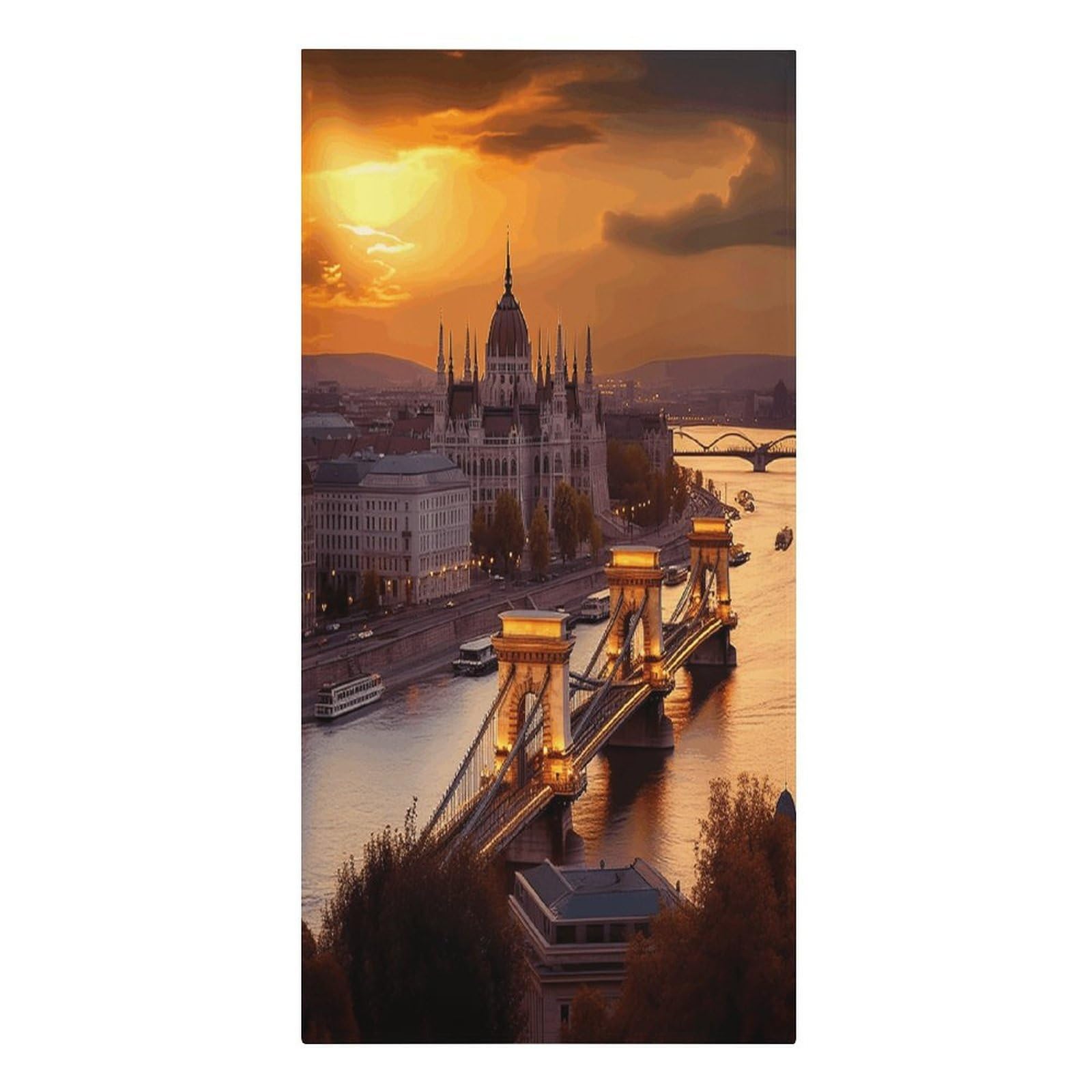 VstaDank Sunset in Budapest Beach Towel Microfiber Oversized Beach Blanket Super Absorbent Soft Pool Bath Towel Sand Free Quick Dry Travel Towels Gifts for Yoga Sports Adults 30" X 61"