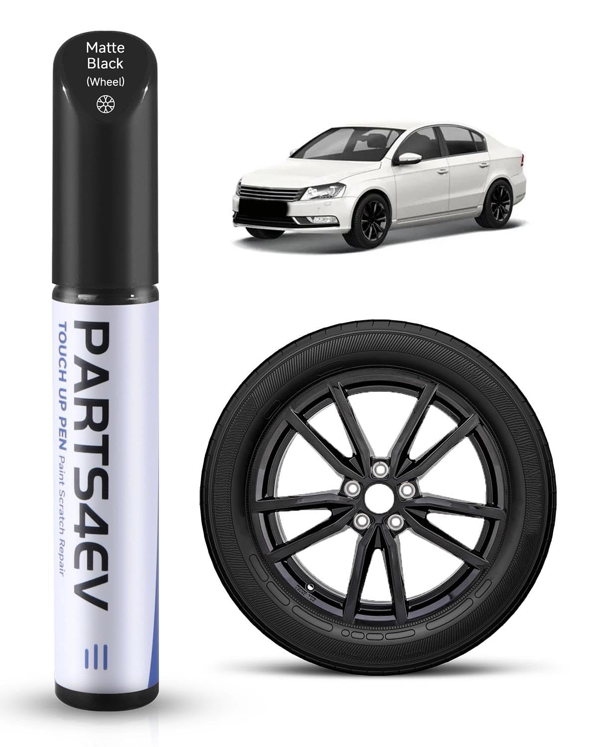 Rotulador de reparación de llantas en negro brillante – para llantas VW / Volkswagen con superficie giratoria de diamante negro – Cubierta de color exacto, resistente a la abrasión y resistente al — view 8