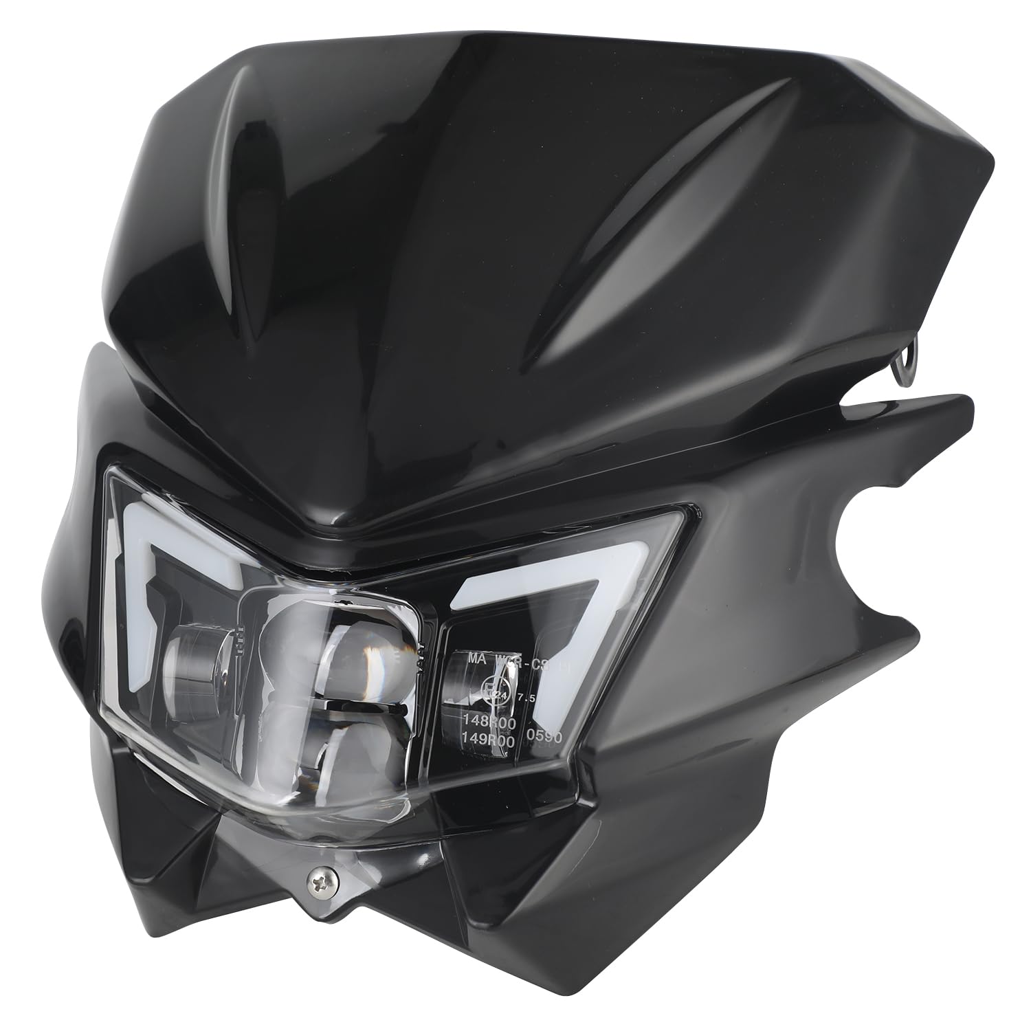 Motorrad Scheinwerfer,Motorrad Lichtmaske Verkleidung Maske-Schwarz