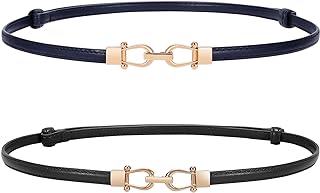 Women Classic Leather Belt With Square Gold Silver Buckle For Jeans Pants