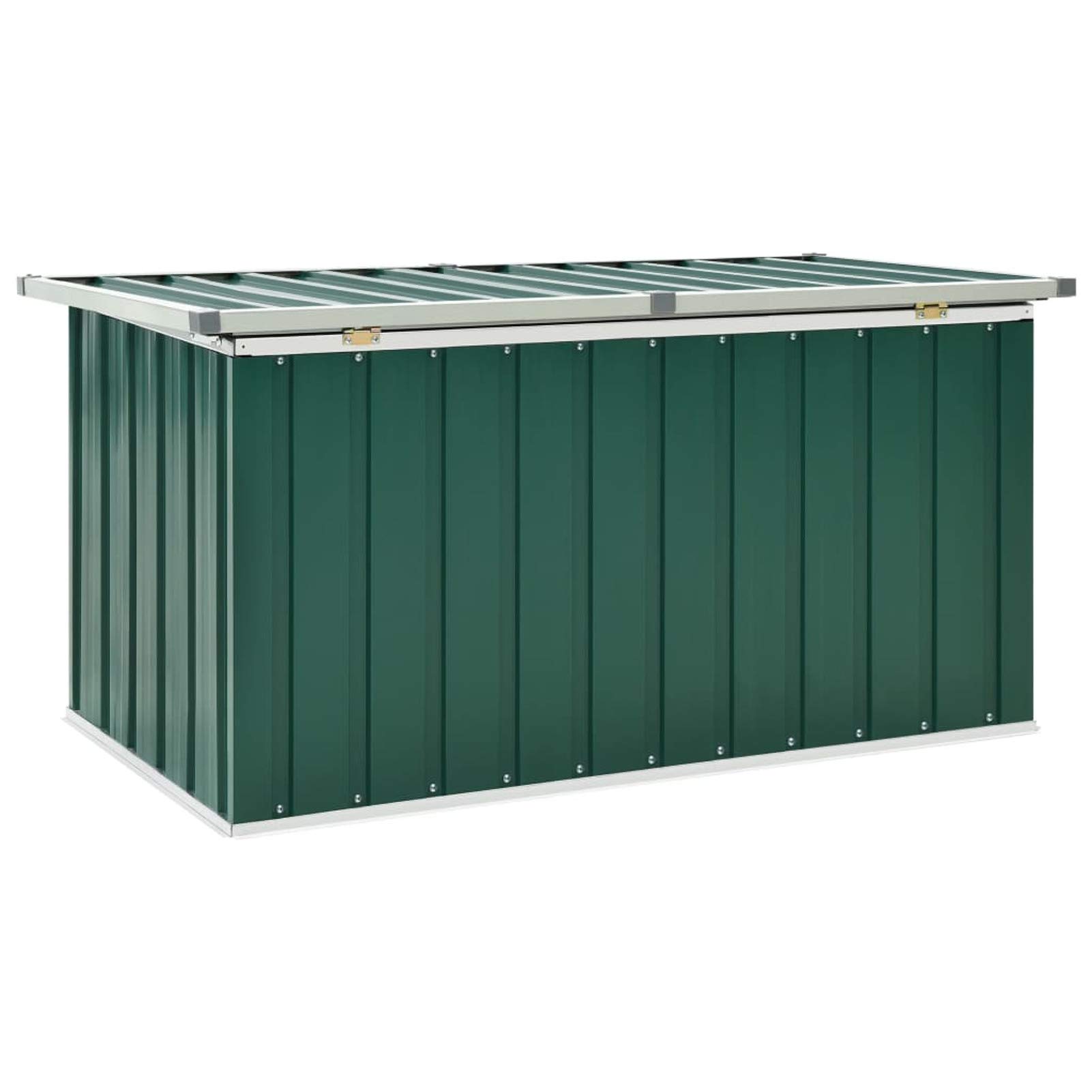 Festnight Gartenbox Wasserdicht Metall Auflagenbox Garten-Aufbewahrungsbox Große Kissen Werkzeugkasten Gartenbox Balkonschrank Gartentruhe Kissenbox Grün 129 x 67 x 65 cm