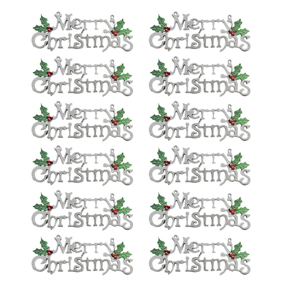 ifundom 12piezas Decoración Navideña Carteles De Puerta De Plástico Letreros Merry Christmas Para Interiores y Exteriores