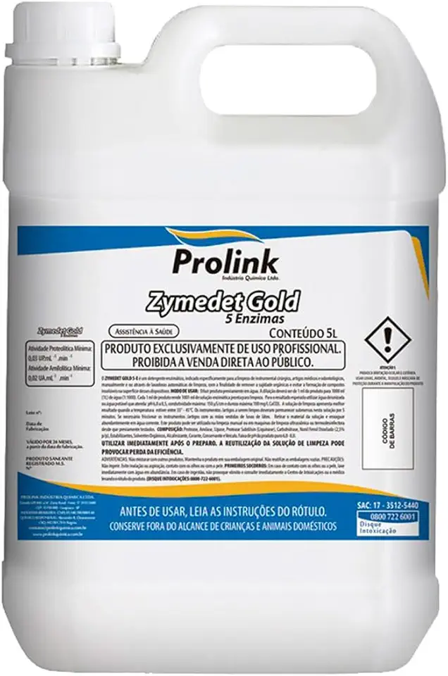 Zymedet Gold 5-E, Detergente Enzimático com 5 Enzimas, Galão 5 Litros, Limpeza de Instrumental Cirúrgico