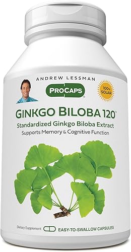 ANDREW LESSMAN Ginkgo Biloba 120 240 cápsulas Extracto estandarizado para mantener el flujo de oxígeno y nutrientes para alimentar el cerebro.