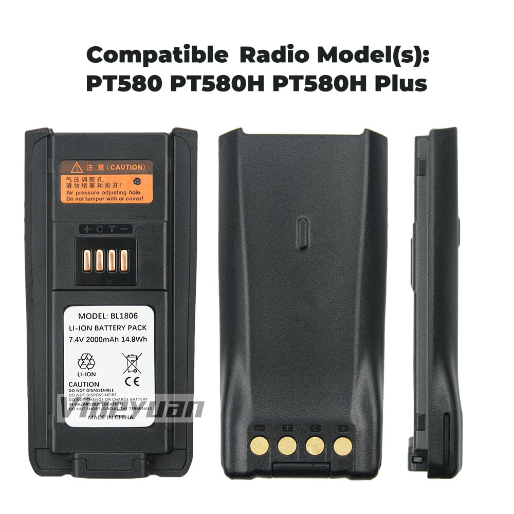 Batteria 7.4V 2000mAh Per Hytera PT580 - Ricambio BL1806/BL2505, Agli Ioni Di Litio - Foto 8