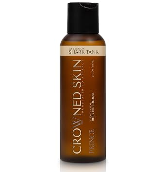Crowned Skin Prince Body Oil Cologne for Men | Oceanic & Woody | As Seen On Shark Tank | Scented with White Musk & Bergamot | Infused with Natural Jojoba & Grapeseed Oil | All-Day Fragrance | 4oz