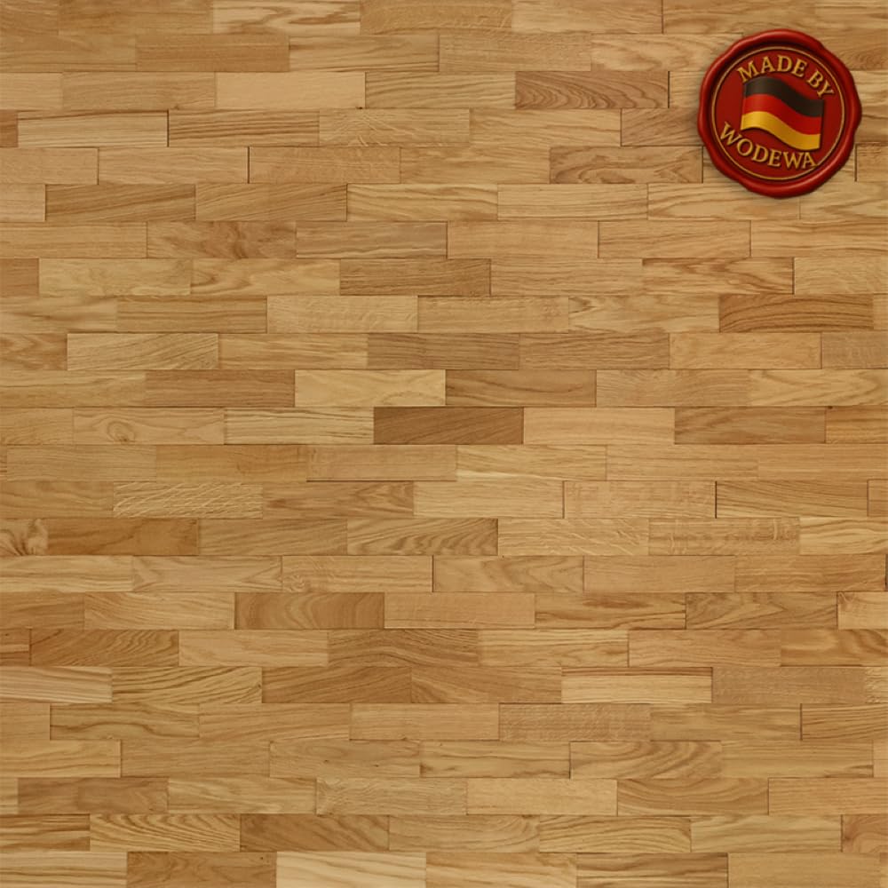 wodewa | Wandverkleidung Holz Eiche Auslese | 1m² 3D Echtholz Wandpaneele 200x50mm | Wohnzimmer TV-Wand Holzwand | Made in Germany | geölt 200