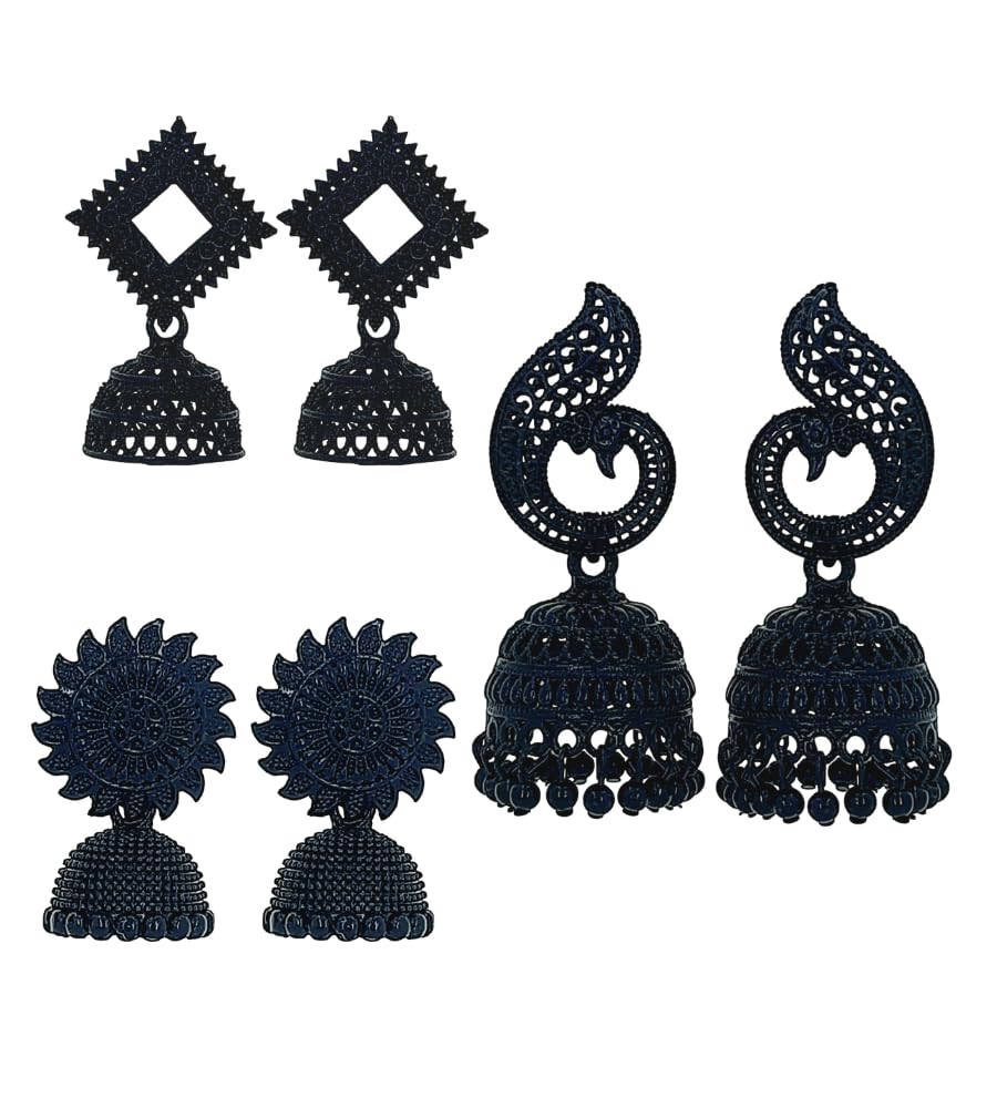3 Pair Combo Black Oxidised Jhumka earrings for Women And Girls (B0CTXHT8HD) Amazon Price History, Amazon Price Tracker