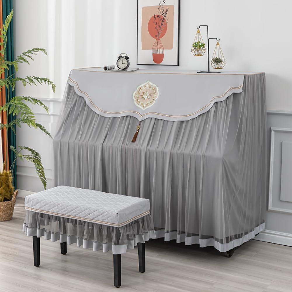 Pokrowiec na fortepian, eleganckie etui ochronne na fortepian, luksusowe, wysokiej jakości akcesoria do fortepianu, modne akcesoria fortepianowe, dekoracja, kolor szary