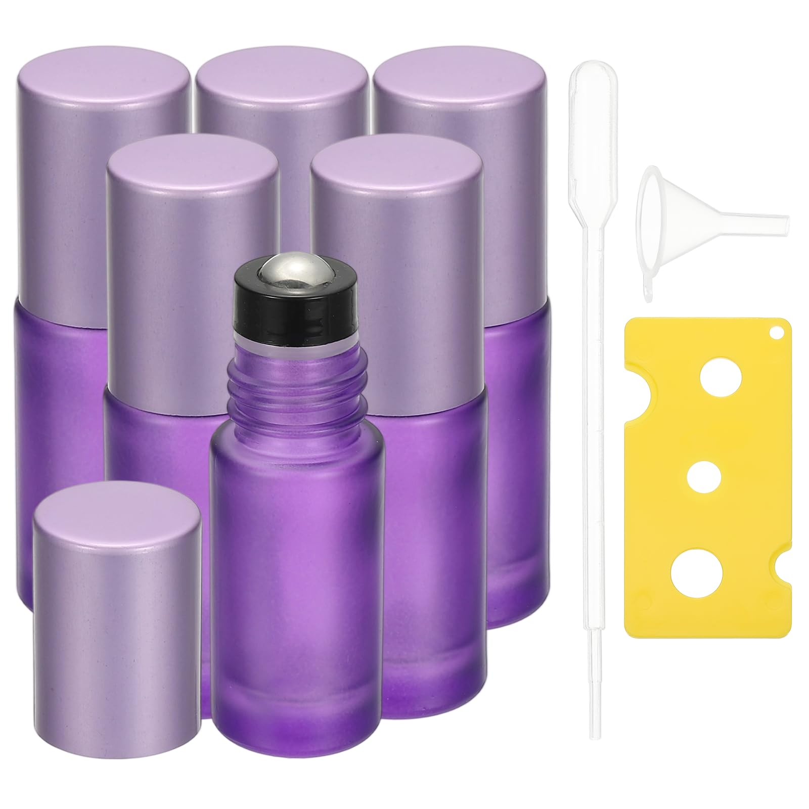 Botellas de aceite esencial de 5 ml en vidrio morado rellenable a prueba de fugas
