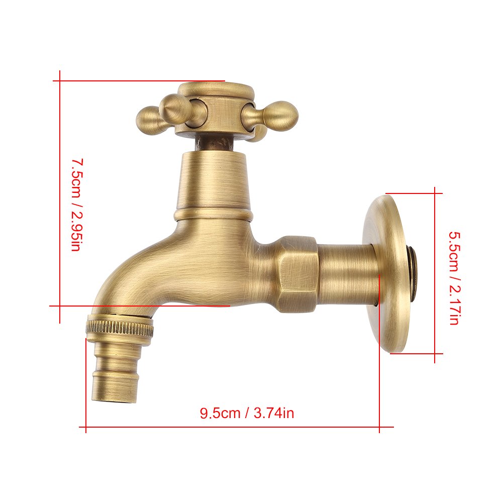 Robinet vintage en laiton massif G1/2 robinet d'eau froide mural robinetterie de piscine robinet de jardin