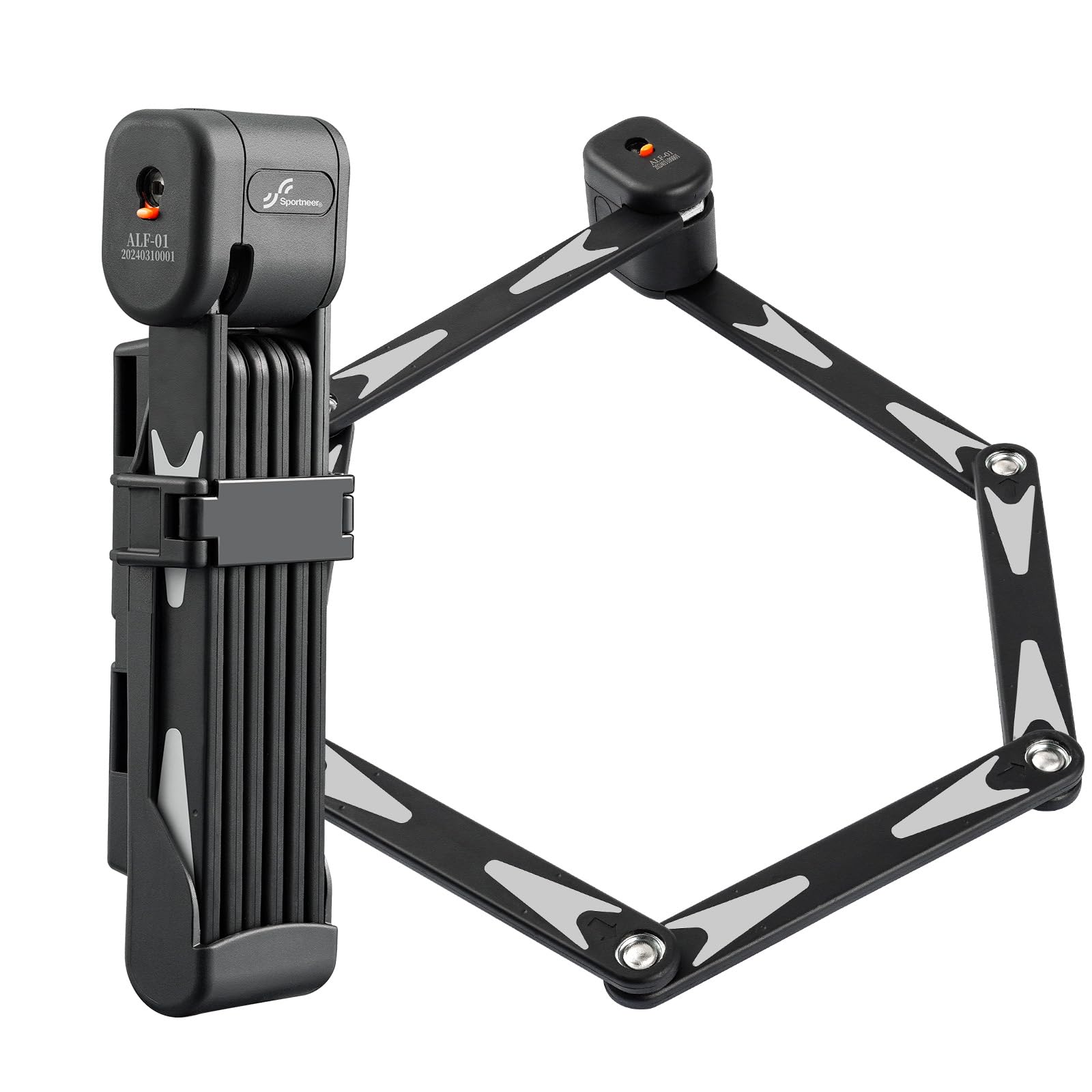 Sportneer Candado de bicicleta plegable con candado - Candado para bicicleta con cilindro Super B para una alta protección contra manipulaciones - Nivel de seguridad ART 2 - Largo 95 cm