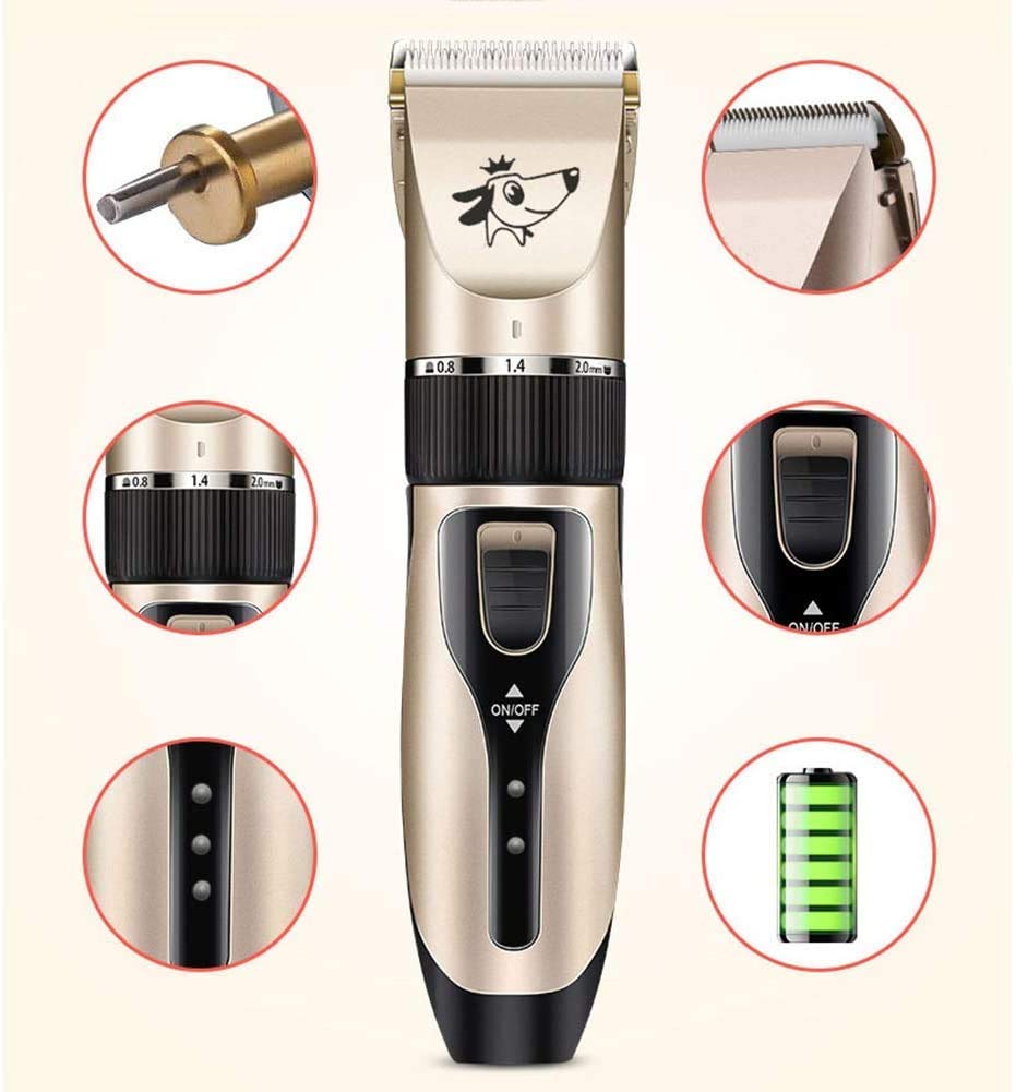 Kit de tijeras de peluquería para perros de acero inoxidable, cortapelos para perros, kit de cortapelos para peluquería para mascotas profesional, kit de cortapelos para mascotas recargable de bajo ru