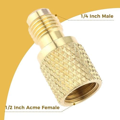 Miniatura 4 de Mtsooning Adaptador de tanque refrigerante R134A, adaptador de conexión de puerto de bomba de vacío de 14 pulgadas macho a 12 pulgada de repuesto