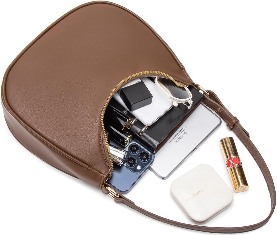 Crescent Shoulder Bags for Women Cute Hobo Tote Handbag Under the Arm Purses Mini Clutch Purse with Zipper Closure | Crescent, Cute, Under the Arm, Purses, Mini, with Zipper Closure - Image 6