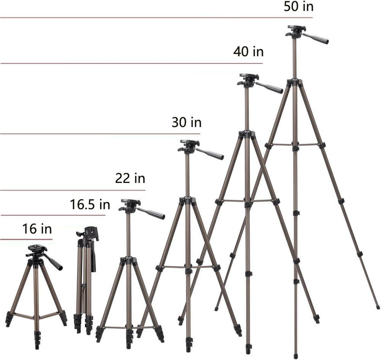 Tripod for iPad and iPhone,50 inches Lightweight Aluminum Camera Tripod + 2 in 1 Holder Mount Fits Smartphone(Width 2"-3.2") and Tablet (Width 4.3"-7.2")