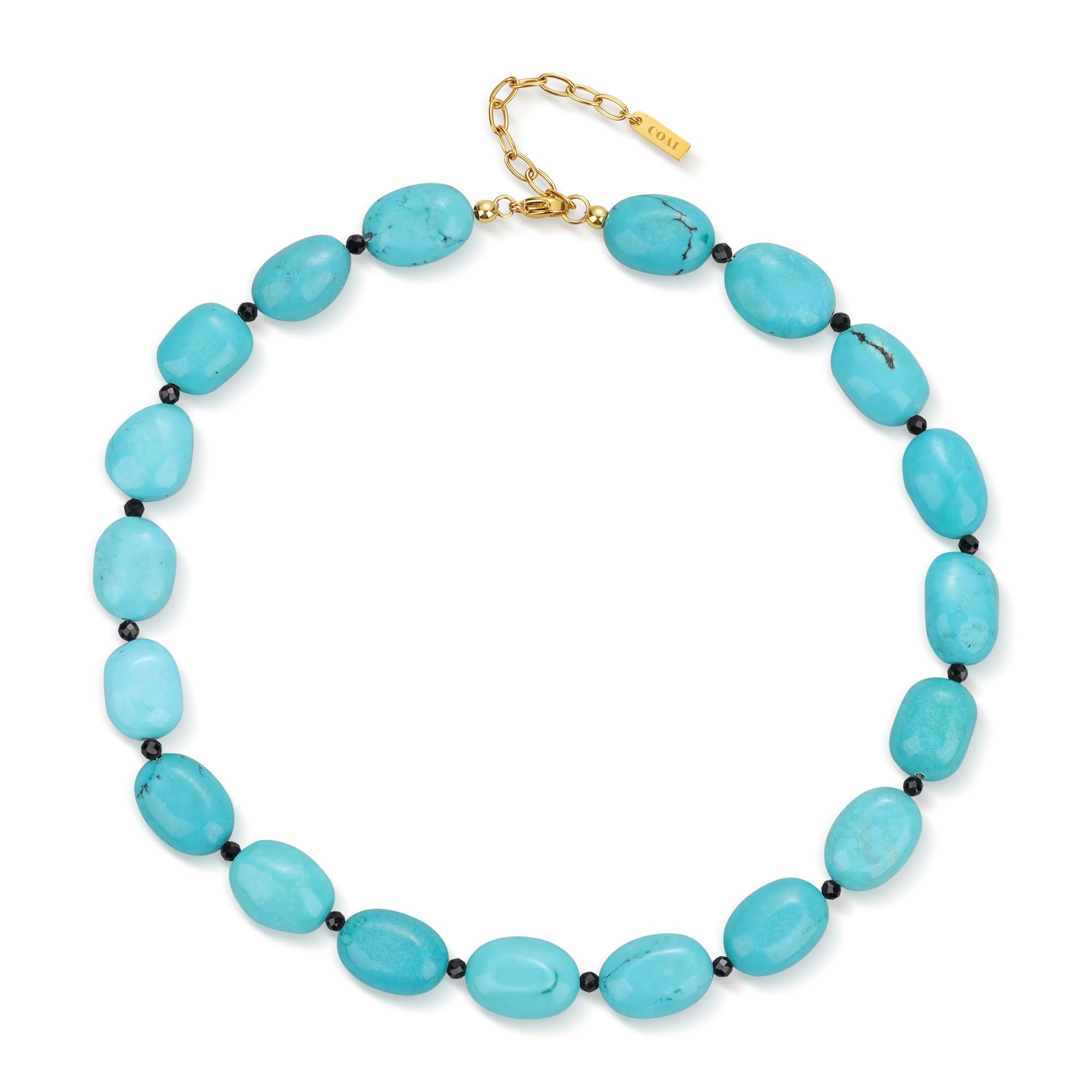 Collier perle femme COAI en améthyste et turquoise synthétique, bijou chunky boho unique - 7