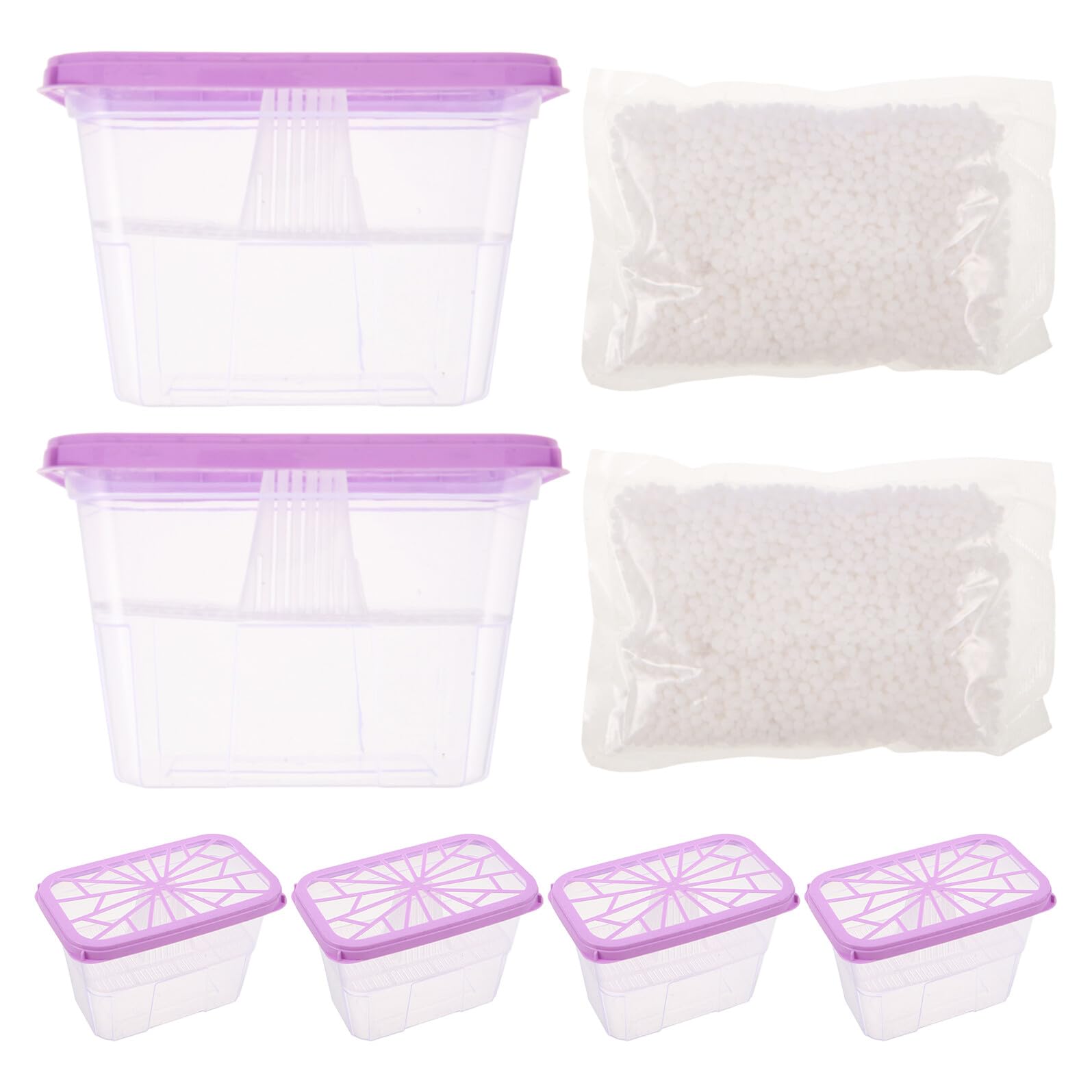 6piezas Caja Deshumidificadora de Plástico Reusable con Perlas de Repuesto para Absorción de Humedad Armarios y Gabinetes de Casa