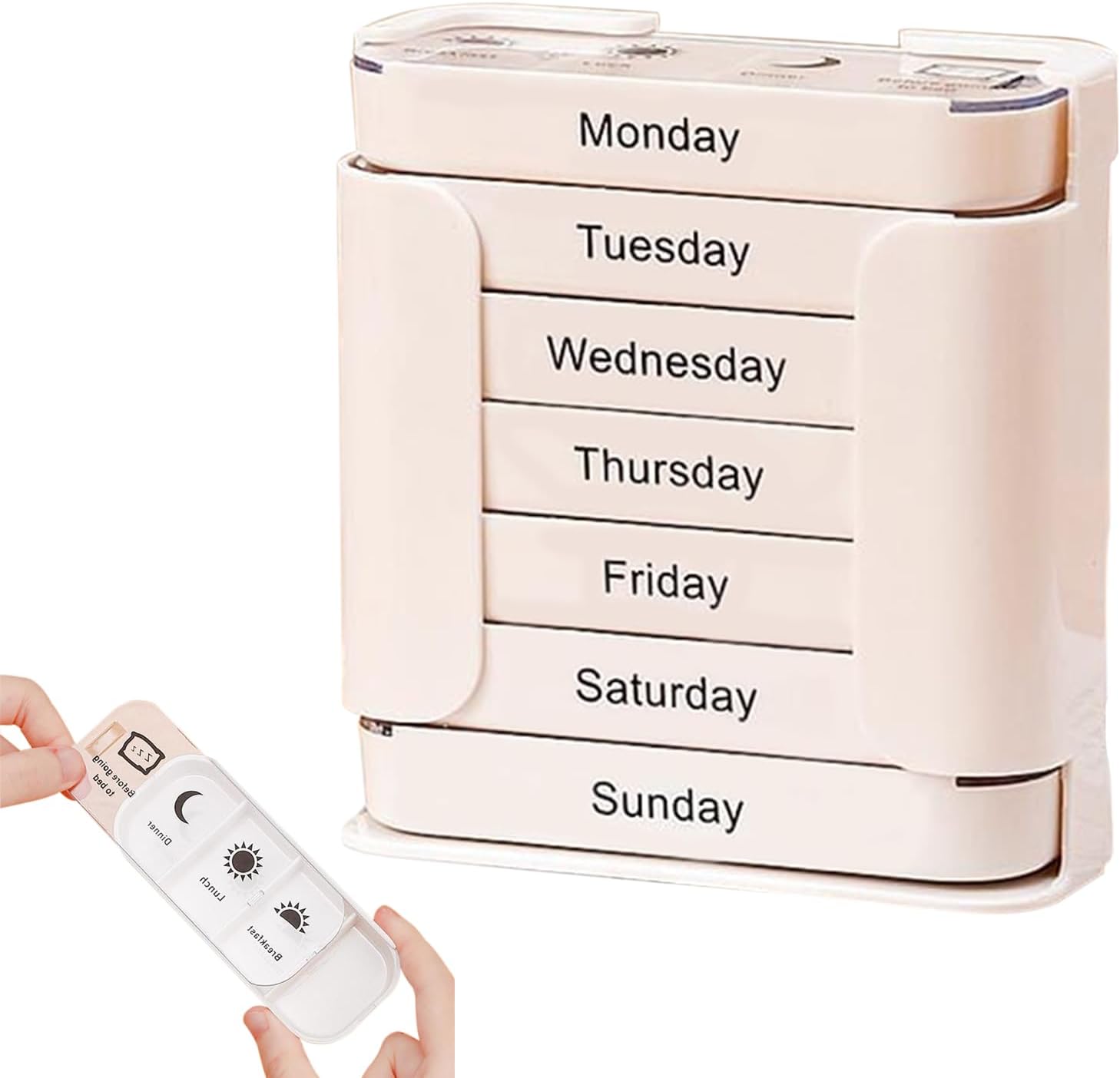 7-Day Medication Organizer – Weekly Pill Box for Daily Medications, Vitamins & Supplements, Large Compartments for Multiple Doses, Travel & Home Use (White)