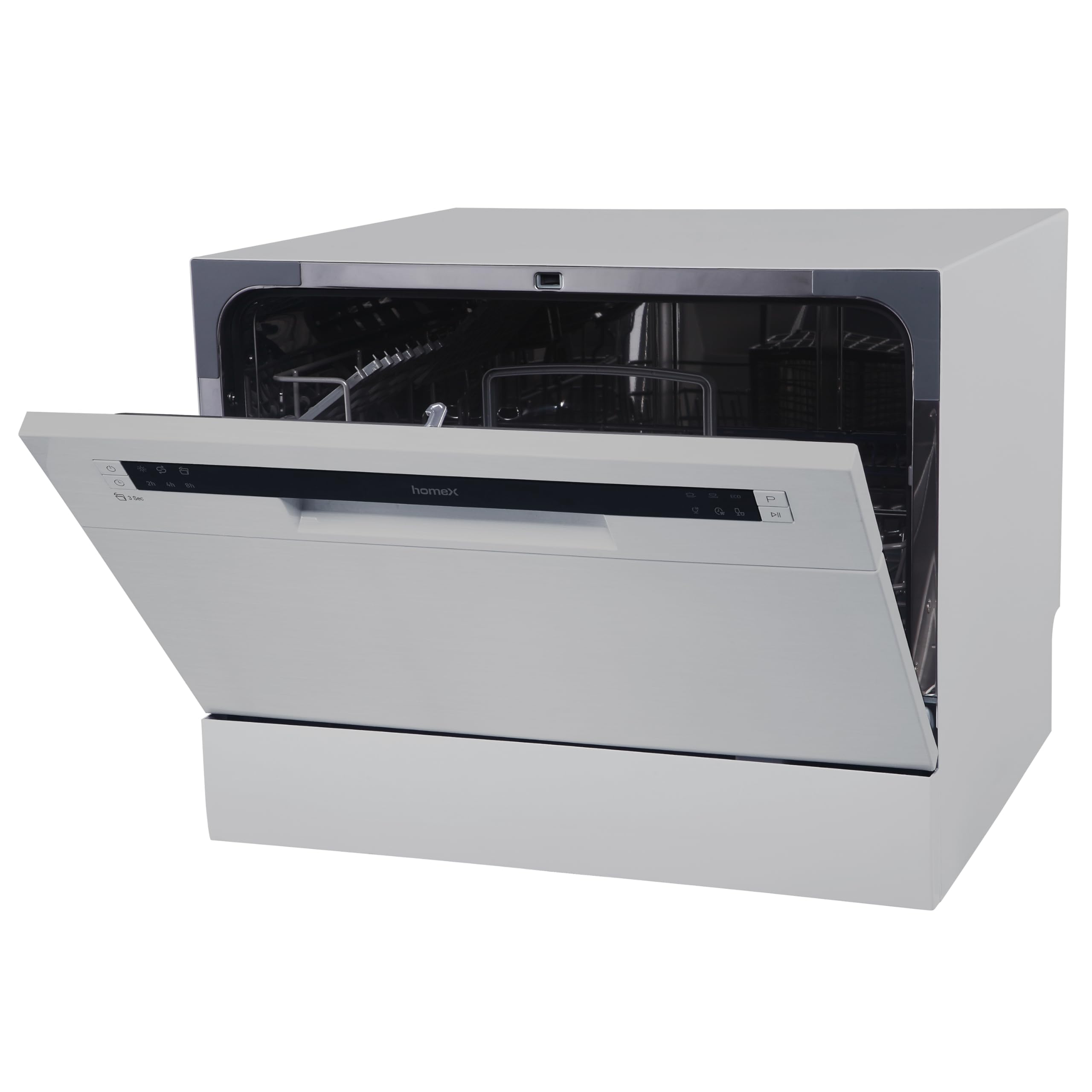 homeX Tischgeschirrspüler Mini Spülmaschine 6 Programme 6 Maßgedecke Aquastop Startvorwahl GST6AE-S silber