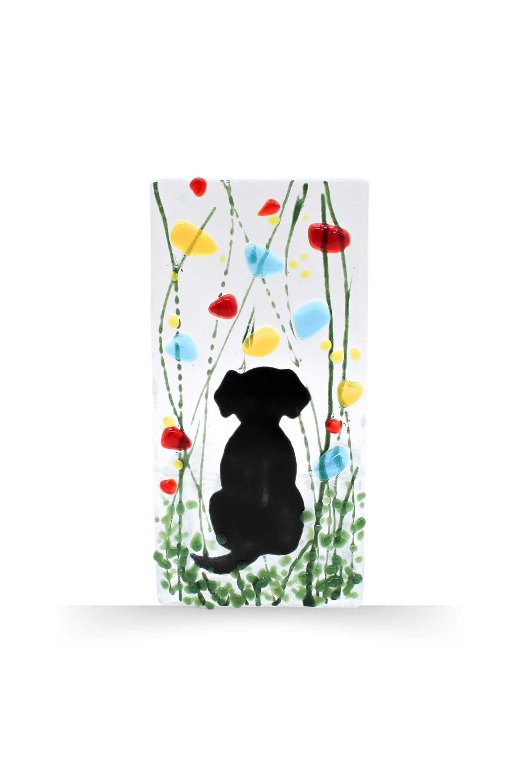 Sienna Glass Multicolor Handmade Fused Glass - Tea Light Holder - Dog - Wildflower