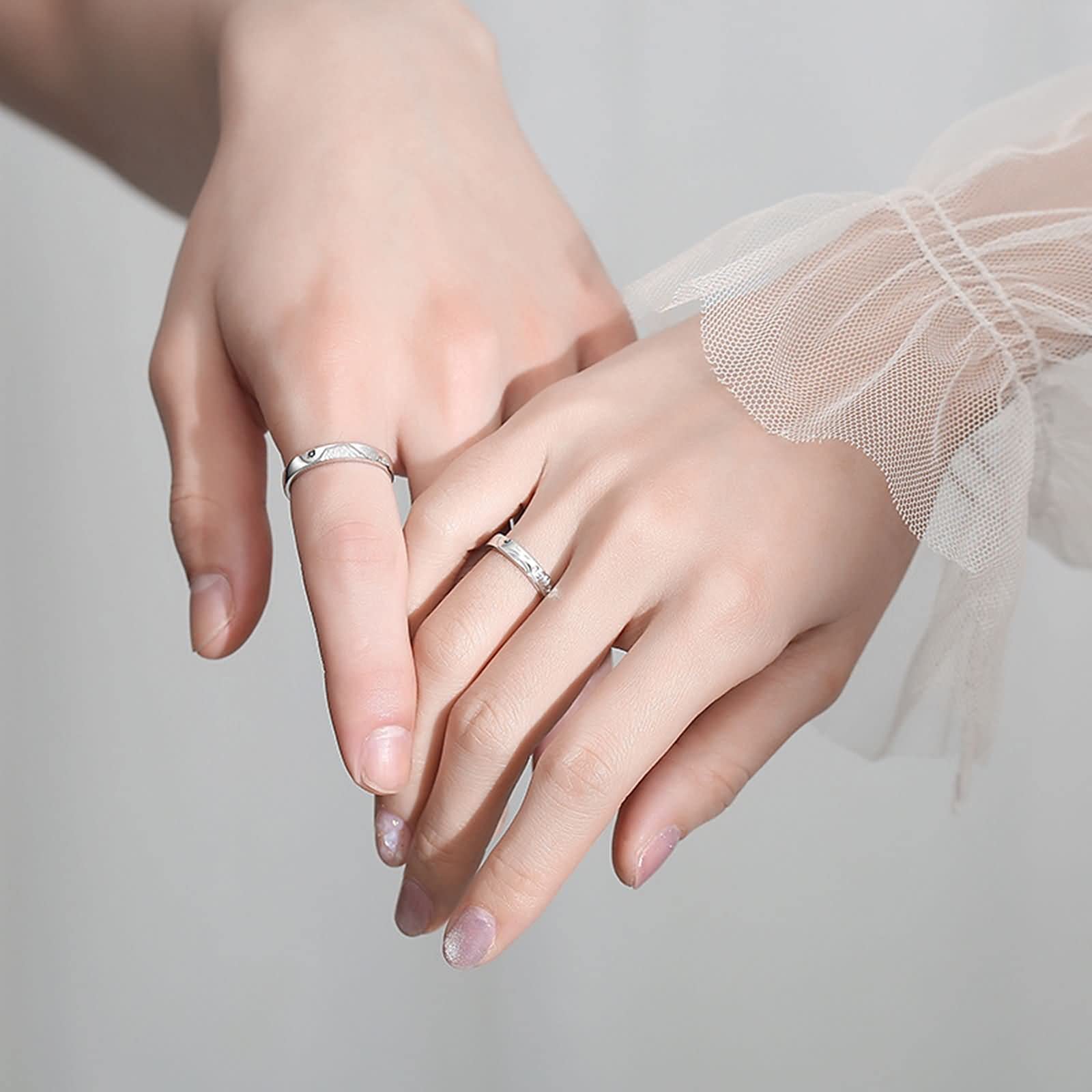 Anillos Compromiso Pareja, Joya Plata 925, Anillo Ajustable Simple Anillo Pareja Sol y Luna de Montaña y Mar, Alianzas Boda Regalo Aniversario Pareja