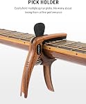 C1 Guitare Capo, 3 en 1 Capo en alliage de zinc avec porte-pick et pulvérisateur à broches, Capos pour guitare acoustique électrique Basse Ukulele Banjo Mandolin, Accessoires de guitare, grain de bois