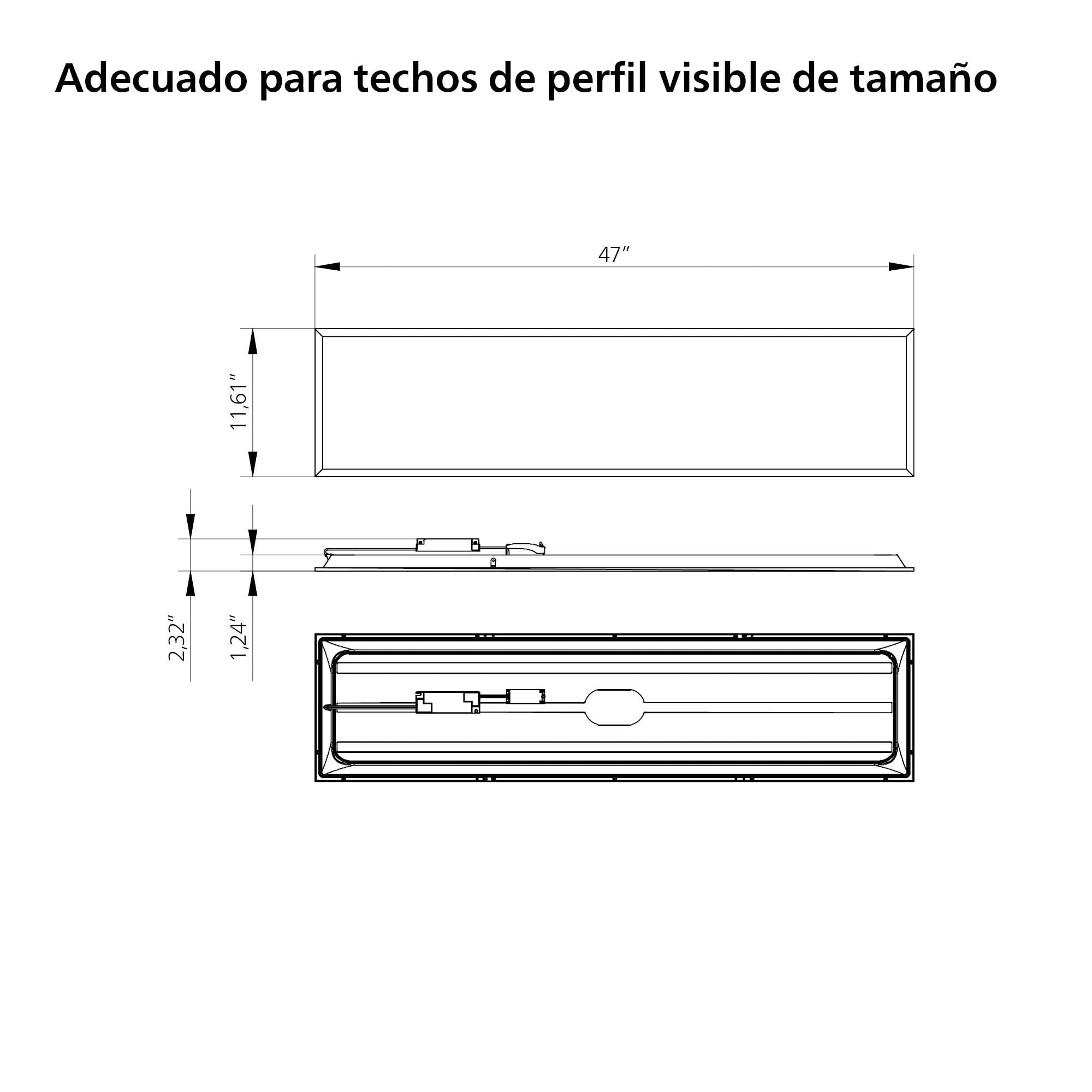Philips - Panel LED empotrable ProjectLine 34W, Luz blanca natural 4000k, 3200 lm 30x120cm, homologado para oficinas