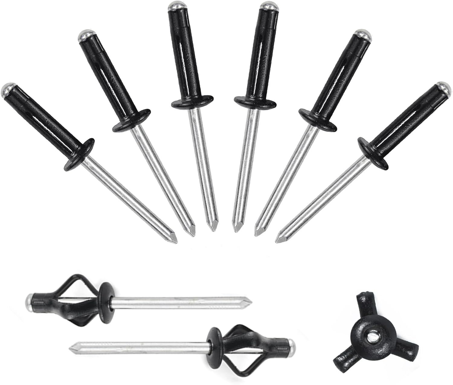 ALLCLEAN 3/16" x 3/4" TriFold Rivets Assortment 60Pcs