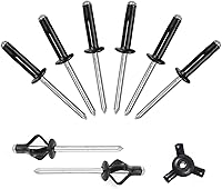 ALLCLEAN 60Pcs Black Tri-Fold Aluminum Blind Rivets 3/16" x 3/4" - Exploding Pop Rivets for Kayak Marine Boat Repairs