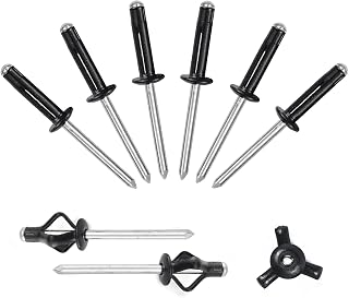 ALLCLEAN 60Pcs Black Tri-Fold Aluminum Blind Rivets 3/16" x 3/4" - Exploding Pop Rivets for Kayak Marine Boat Repairs